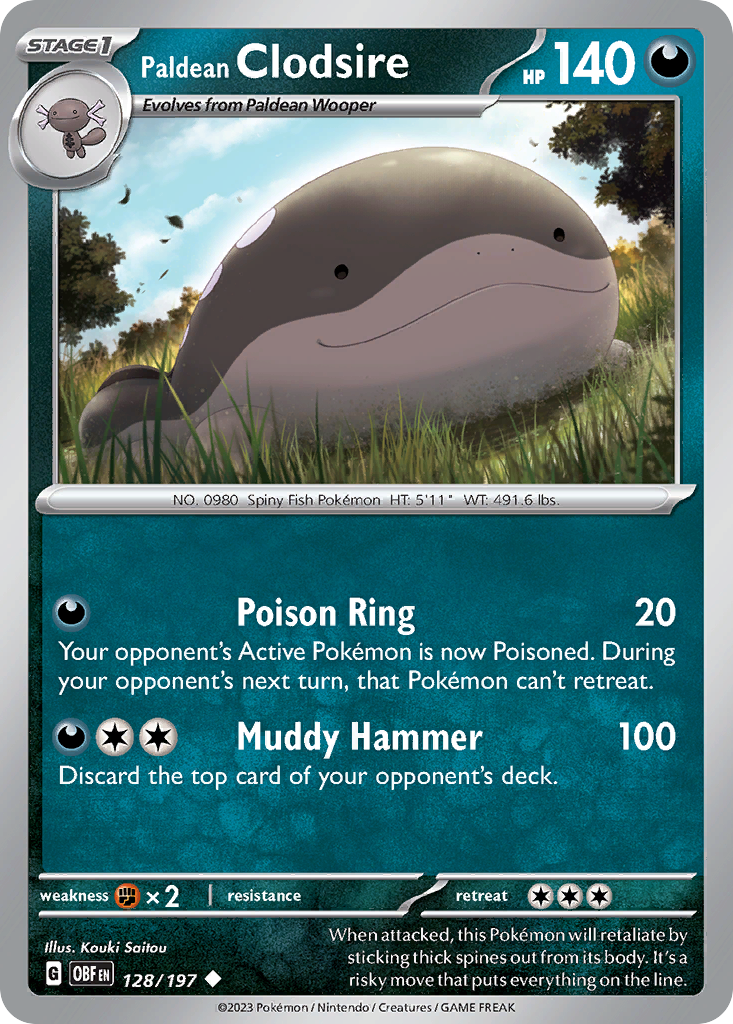 Paldean Clodsire 128 Obsidian Flames Pokémon card