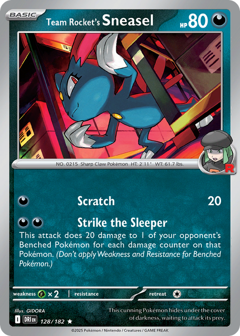 Team Rocket's Sneasel 128 Destined Rivals Pokémon card
