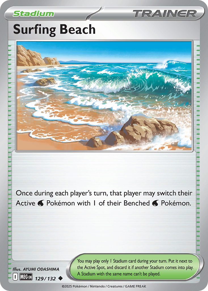 Surfing Beach 129 Mega Evolution Pokémon card