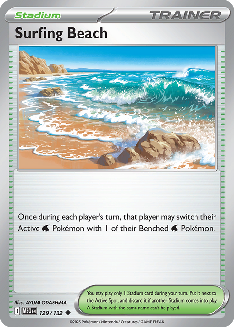 Surfing Beach 129 Mega Evolution Pokémon card
