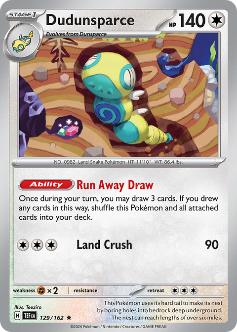Dudunsparce 129 Temporal Forces Pokémon card