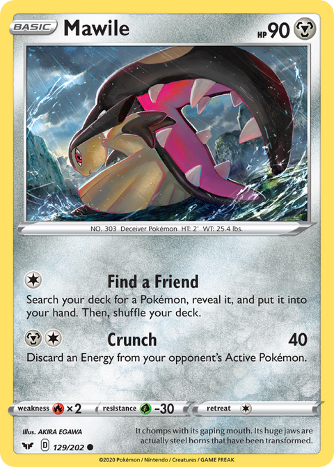 Mawile 129 Sword & Shield Pokémon card
