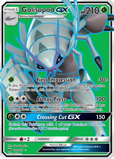 Golisopod-GX 129 Burning Shadows Pokémon card