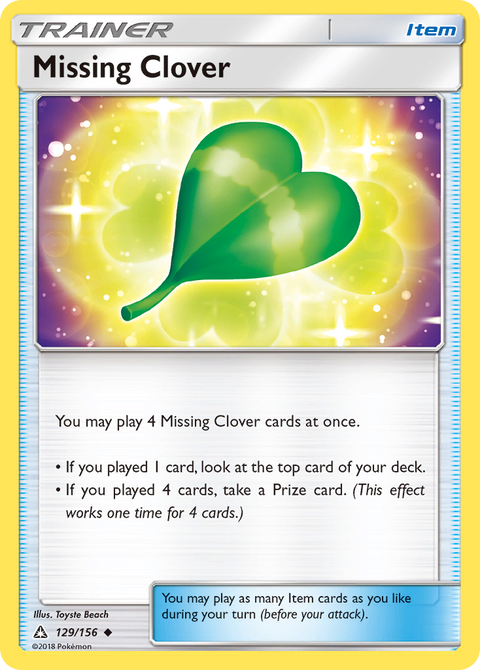 Missing Clover 129 Ultra Prism Pokémon card
