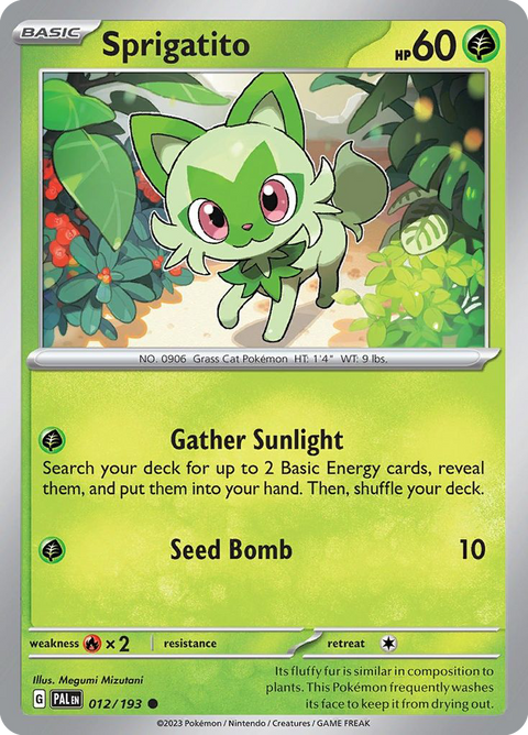 Sprigatito 12 Paldea Evolved Pokémon card