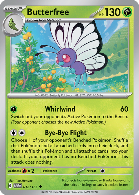 Butterfree 12 151 Pokémon card