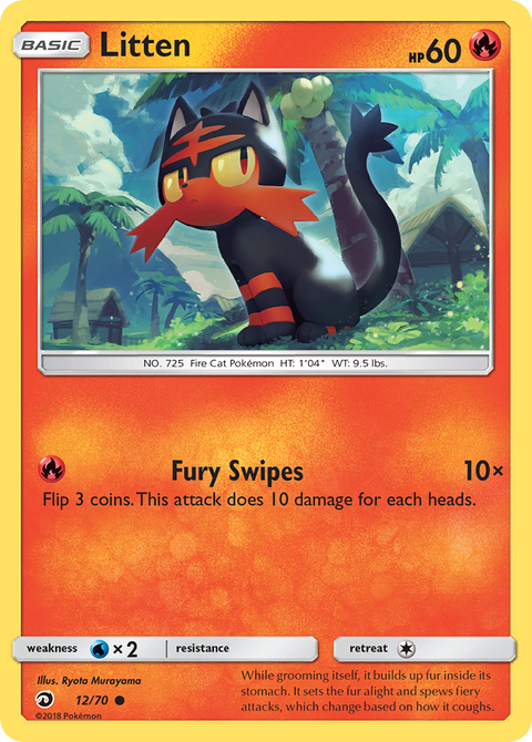 Litten 12 Dragon Majesty Pokémon card