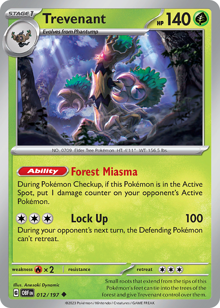 Trevenant 12 Obsidian Flames Pokémon card