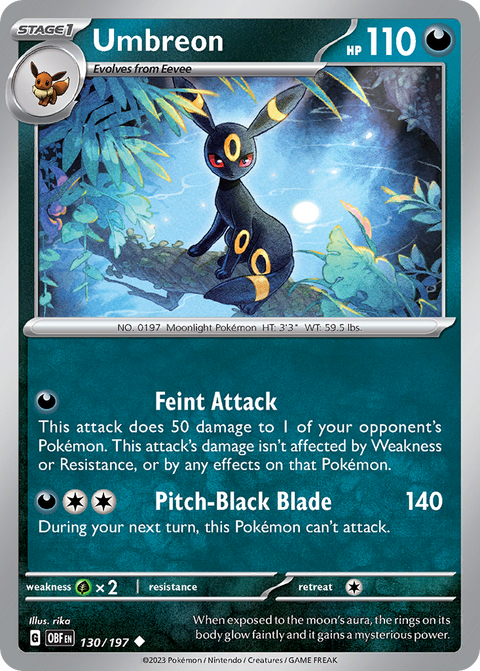 Umbreon 130 Obsidian Flames Pokémon card