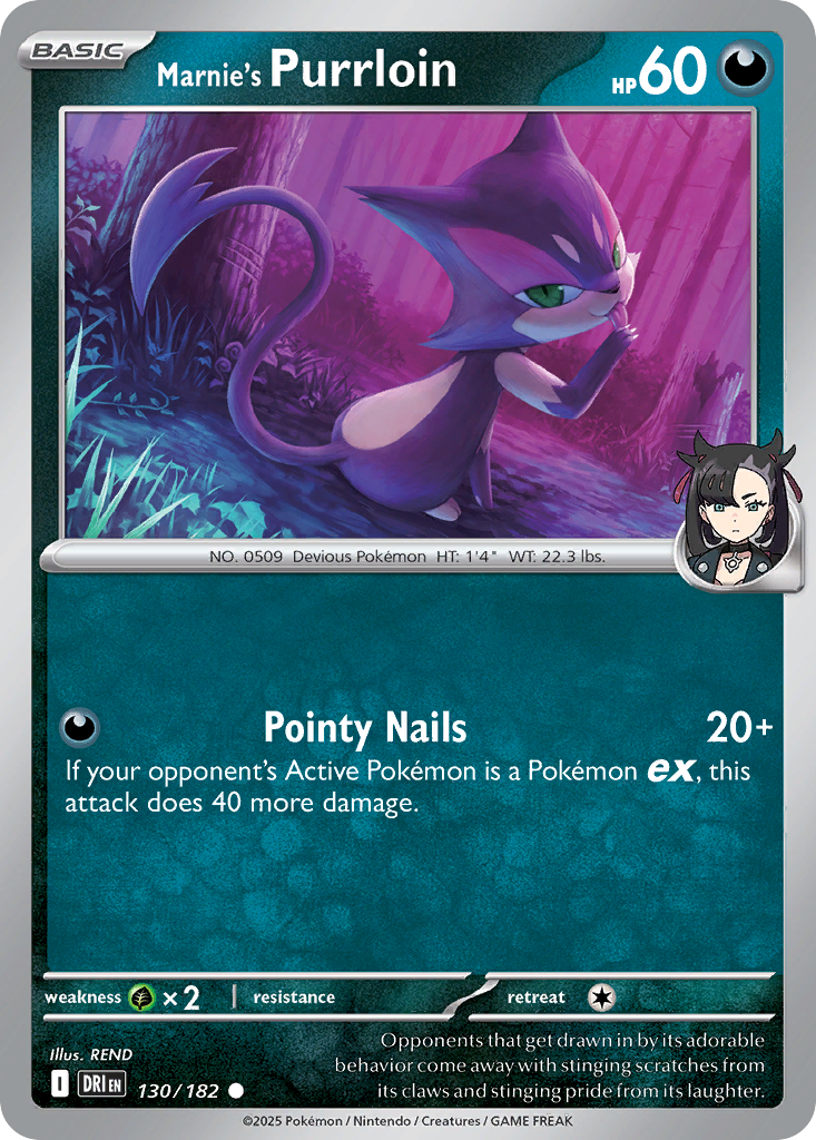 Marnie's Purrloin 130 Destined Rivals Pokémon card