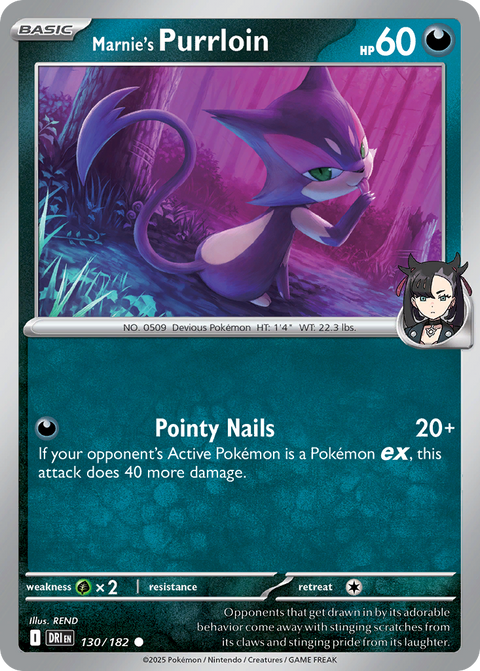 Marnie's Purrloin 130 Destined Rivals Pokémon card