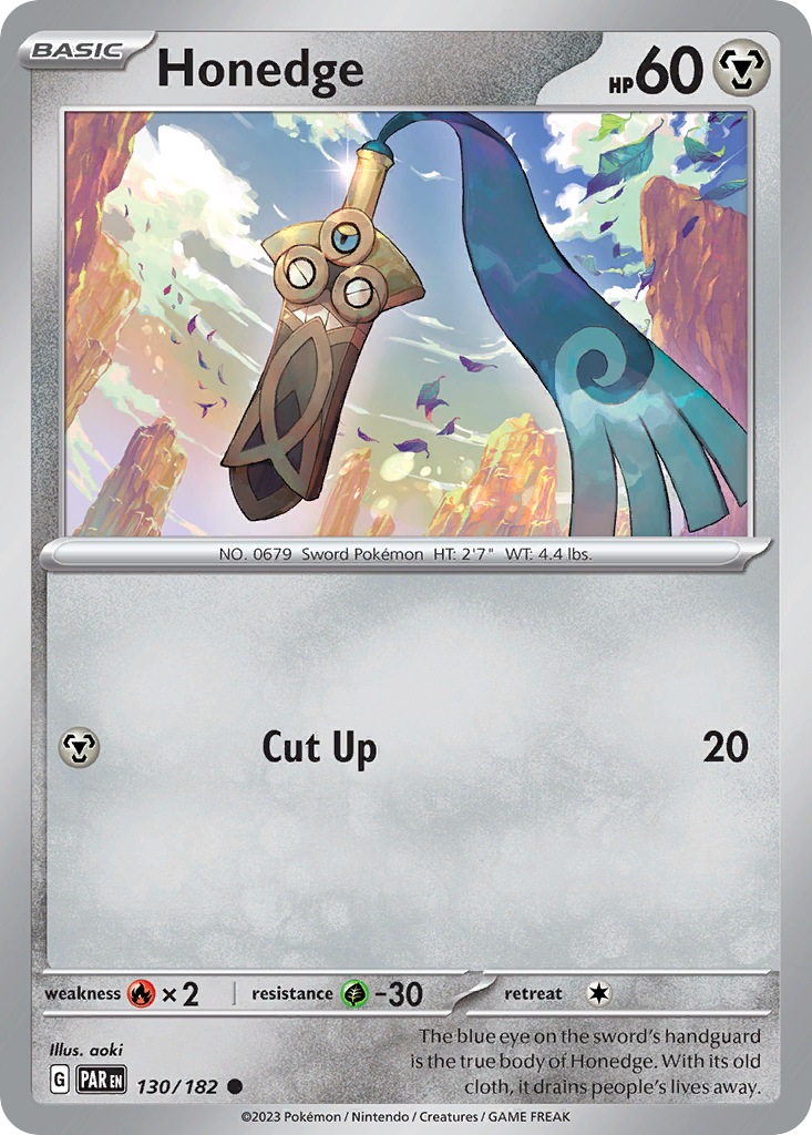 Honedge 130 Paradox Rift Pokémon card