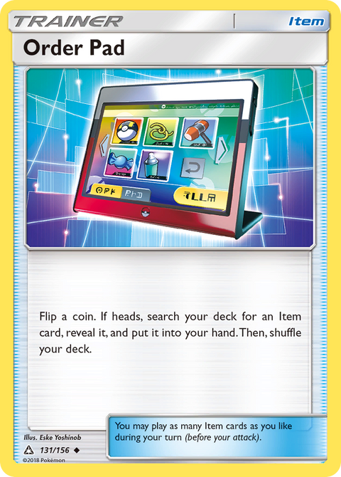 Order Pad 131 Ultra Prism Pokémon card