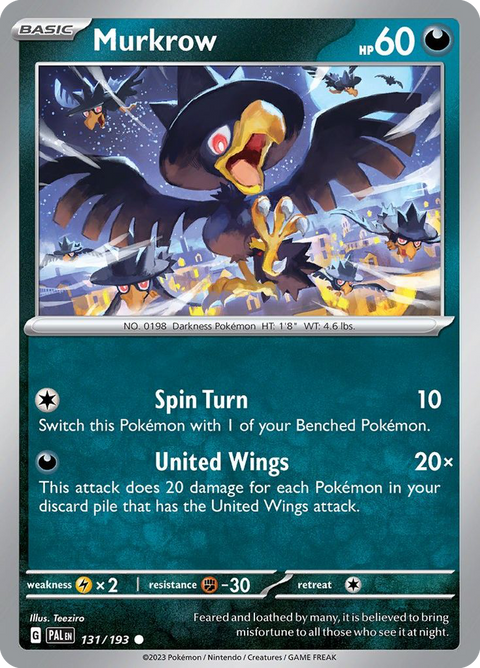 Murkrow 131 Paldea Evolved Pokémon card