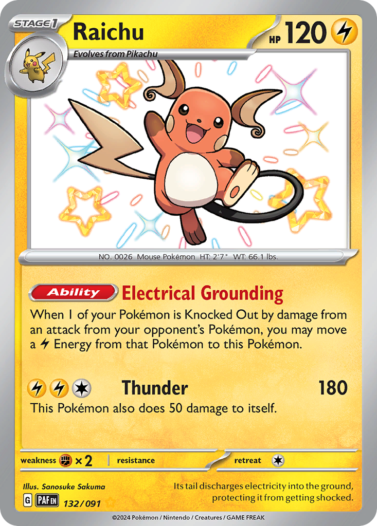 Raichu 132 Paldean Fates Pokémon card