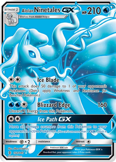 Alolan Ninetales-GX 132 Guardians Rising Pokémon card