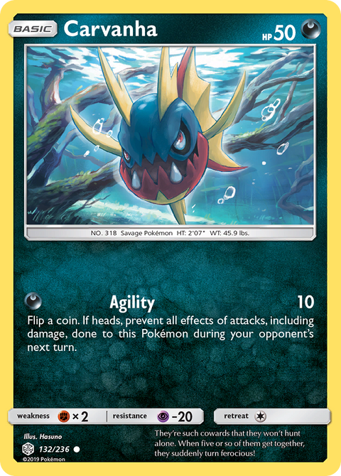 Carvanha 132 Cosmic Eclipse Pokémon card