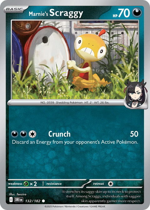 Marnie's Scraggy 132 Destined Rivals Pokémon card
