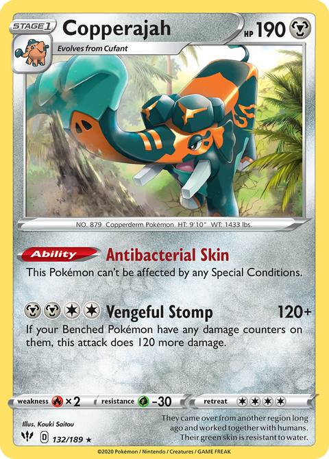Copperajah 132 Darkness Ablaze Pokémon card