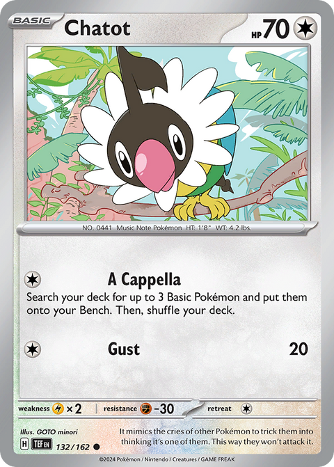 Chatot 132 Temporal Forces Pokémon card