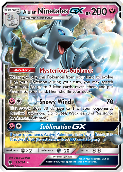 Alolan Ninetales-GX 132 Lost Thunder Pokémon card