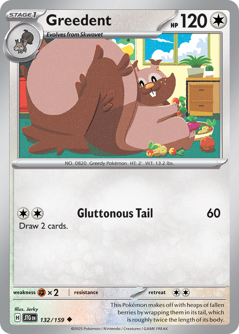 Greedent 132 Journey Together Pokémon card