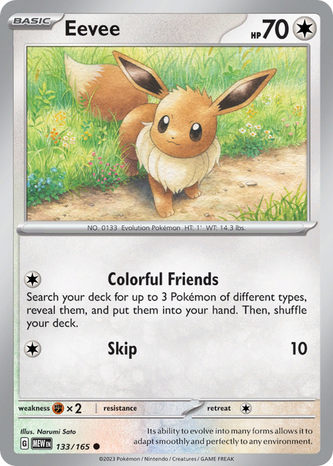 Eevee 133 151 Pokémon card