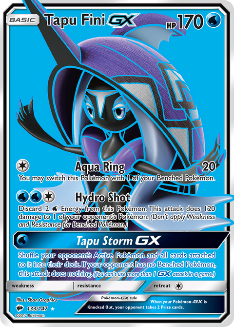 Tapu Fini-GX 133 Burning Shadows Pokémon card