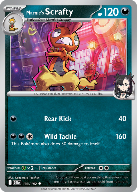 Marnie's Scrafty 133 Destined Rivals Pokémon card