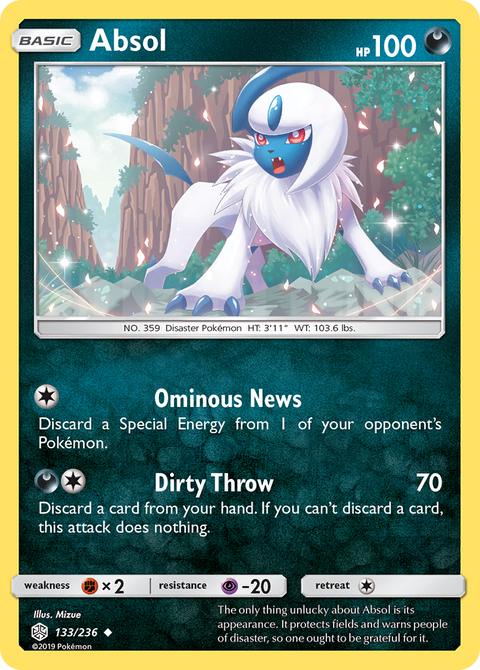 Absol 133 Cosmic Eclipse Pokémon card