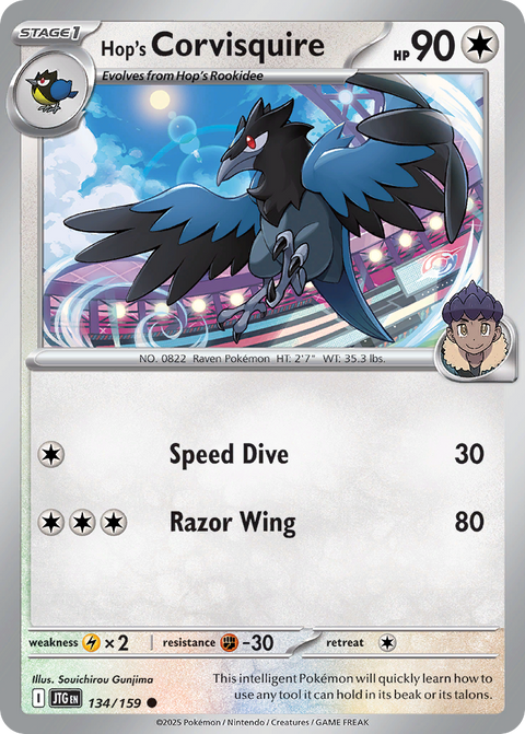 Hop's Corvisquire 134 Journey Together Pokémon card