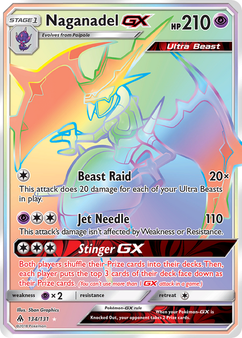 Naganadel-GX 134 Forbidden Light Pokémon card