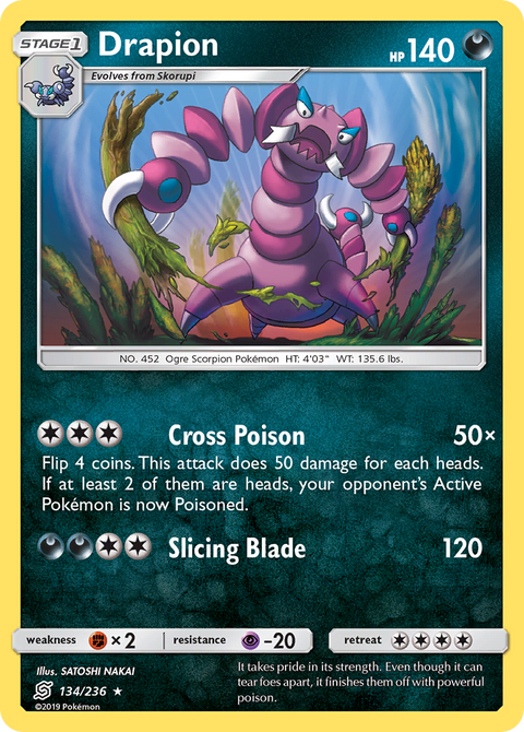 Drapion 134 Unified Minds Pokémon card