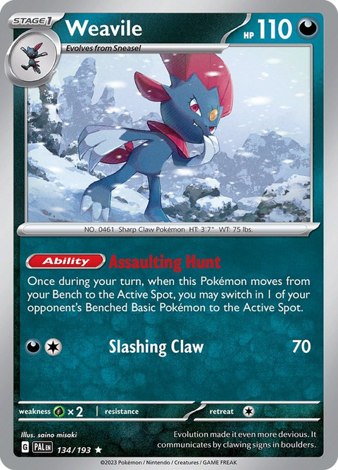 Weavile 134 Paldea Evolved Pokémon card