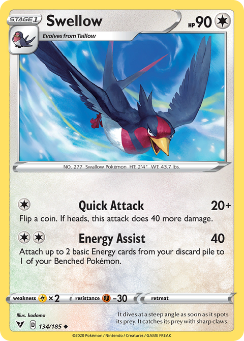 Swellow 134 Vivid Voltage Pokémon card