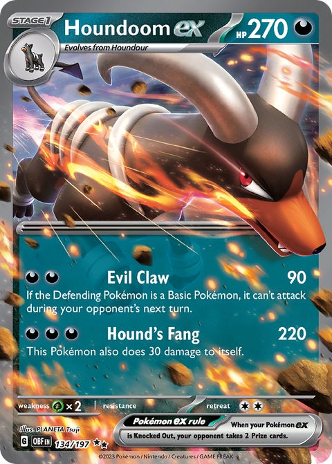 Houndoom ex 134 Obsidian Flames Pokémon card