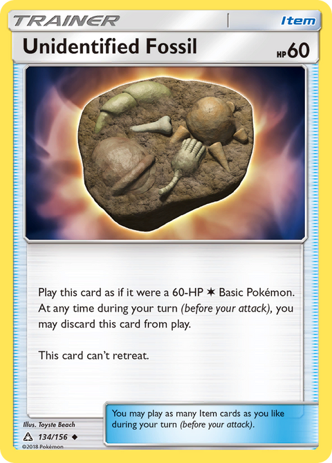 Unidentified Fossil 134 Ultra Prism Pokémon card