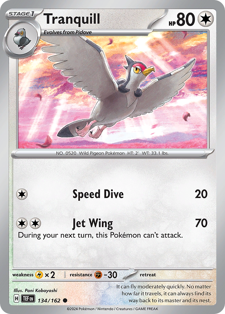 Tranquill 134 Temporal Forces Pokémon card