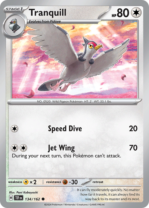 Tranquill 134 Temporal Forces Pokémon card