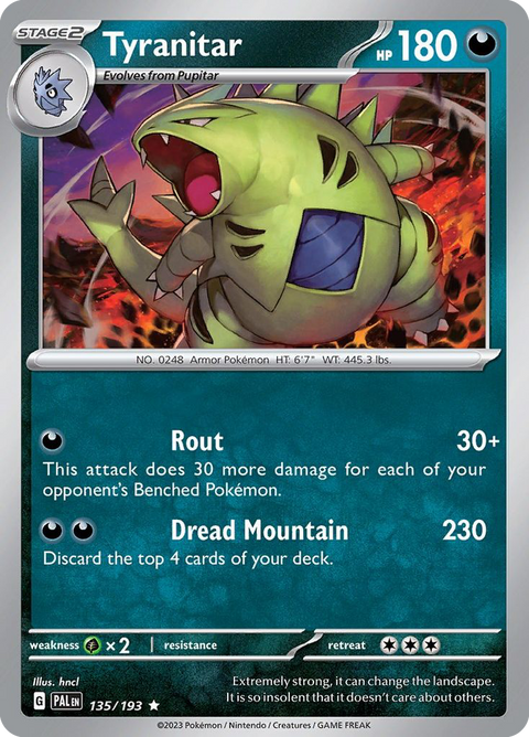 Tyranitar 135 Paldea Evolved Pokémon card