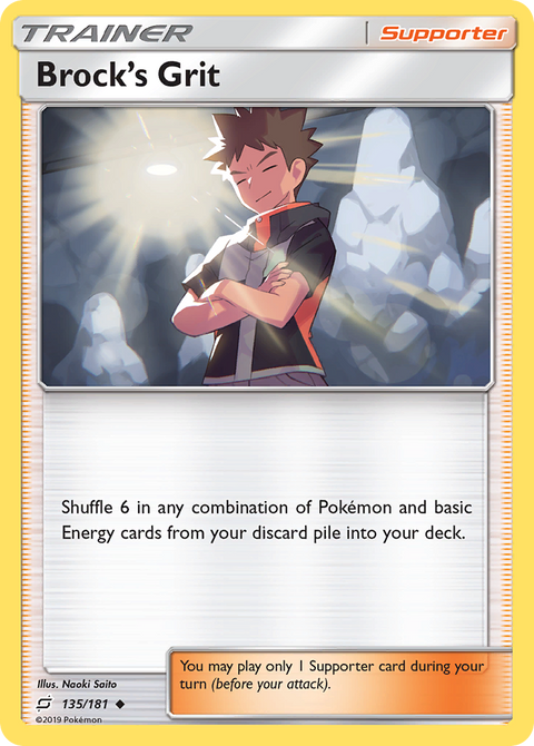 Brock's Grit 135 Team Up Pokémon card