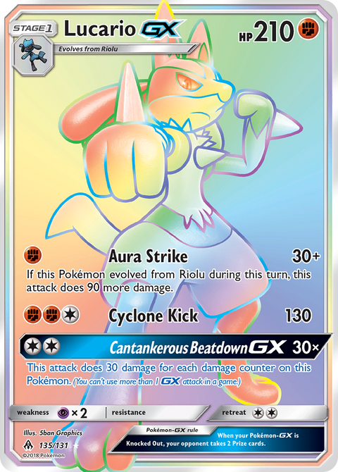 Lucario-GX 135 Forbidden Light Pokémon card