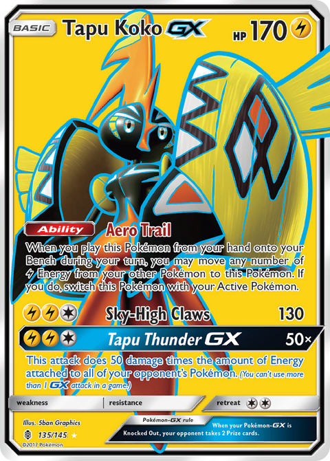 Tapu Koko-GX 135 Guardians Rising Pokémon card