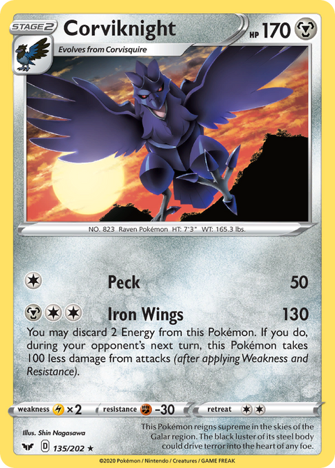 Corviknight 135 Sword & Shield Pokémon card