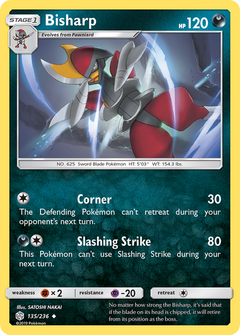 Bisharp 135 Cosmic Eclipse Pokémon card