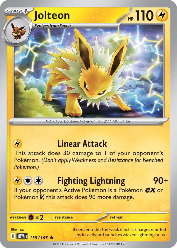Jolteon 135 151 Pokémon card