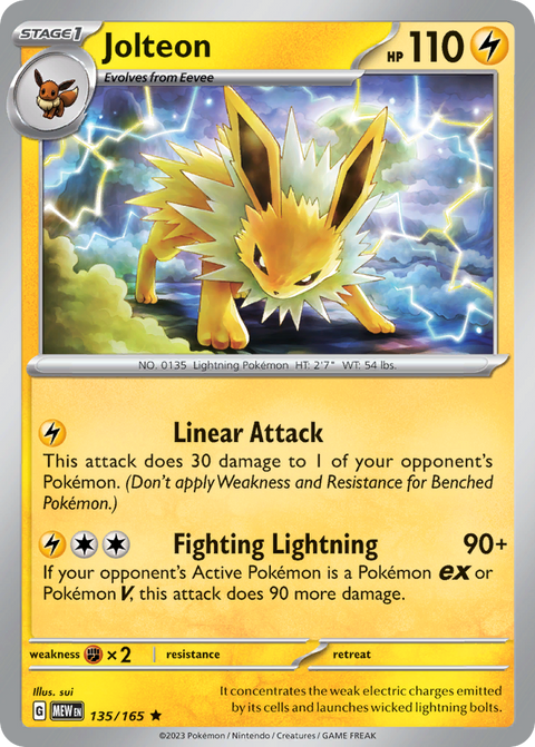Jolteon 135 151 Pokémon card