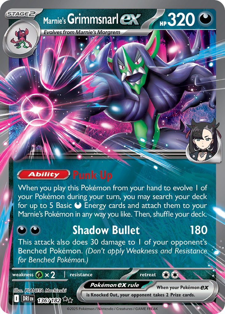 Marnie's Grimmsnarl ex 136 Destined Rivals Pokémon card
