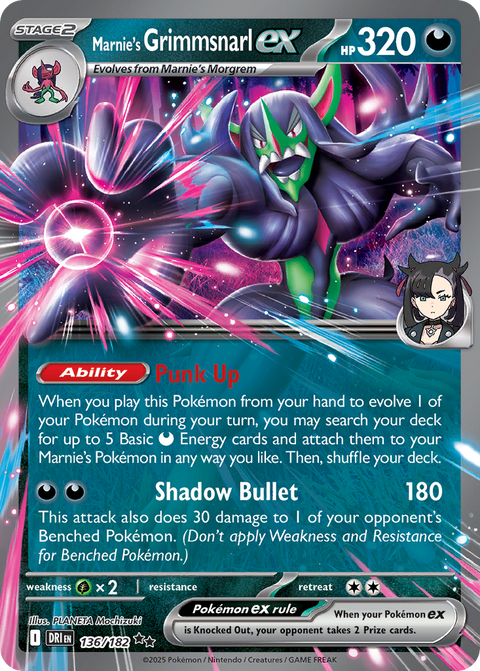 Marnie's Grimmsnarl ex 136 Destined Rivals Pokémon card