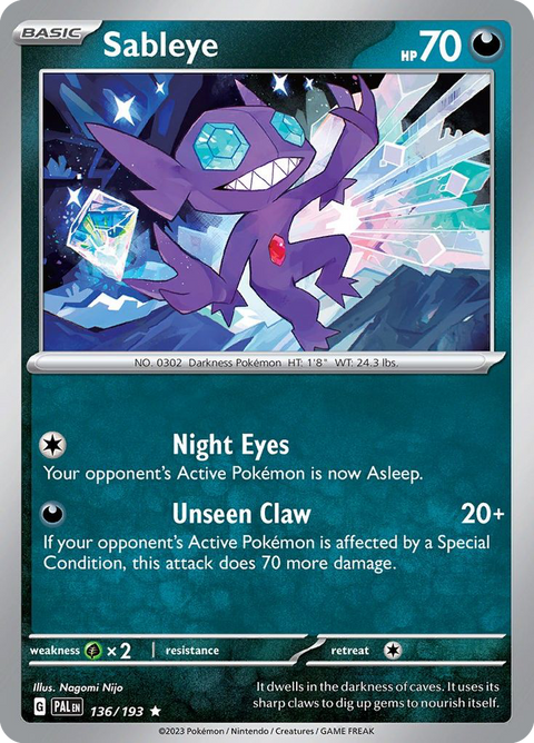 Sableye 136 Paldea Evolved Pokémon card